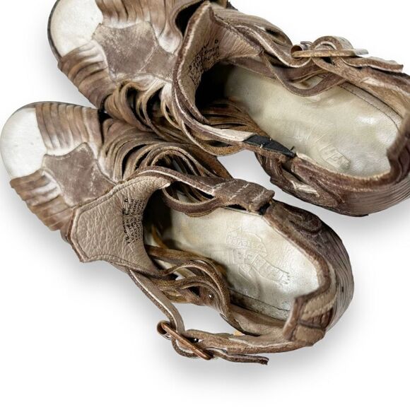 Arrow Bootie Stone Open Peep Toe Leather Ankle Buckle Freebird by Steven Size 6 - Picture 10 of 11